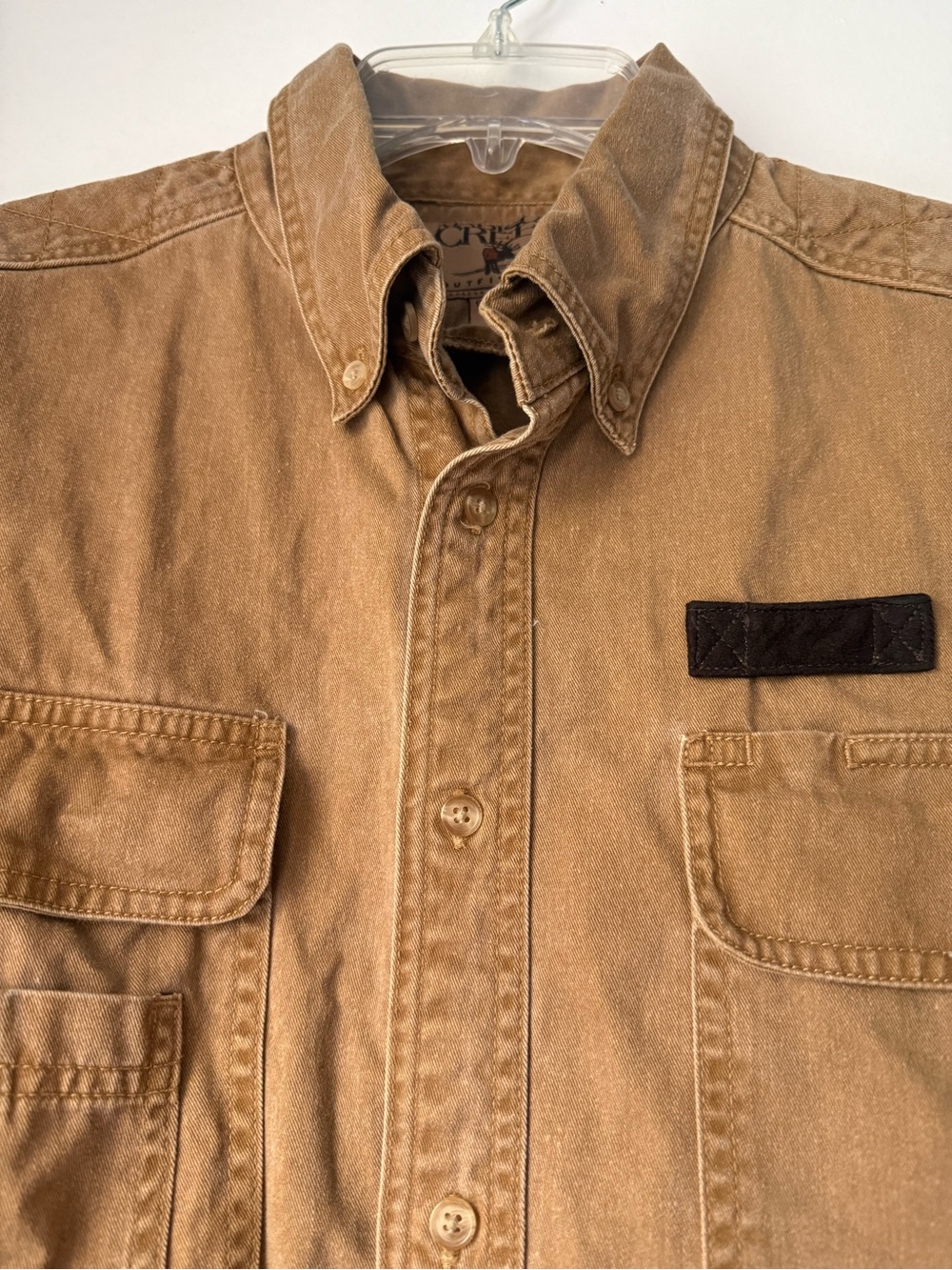 Madison Creek Outfitters Mens Button Down Shirt Tan  100% Cotton Pockets XL